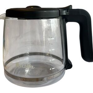 Mr. Coffee 12 cup glass coffee carafe with black handle and top